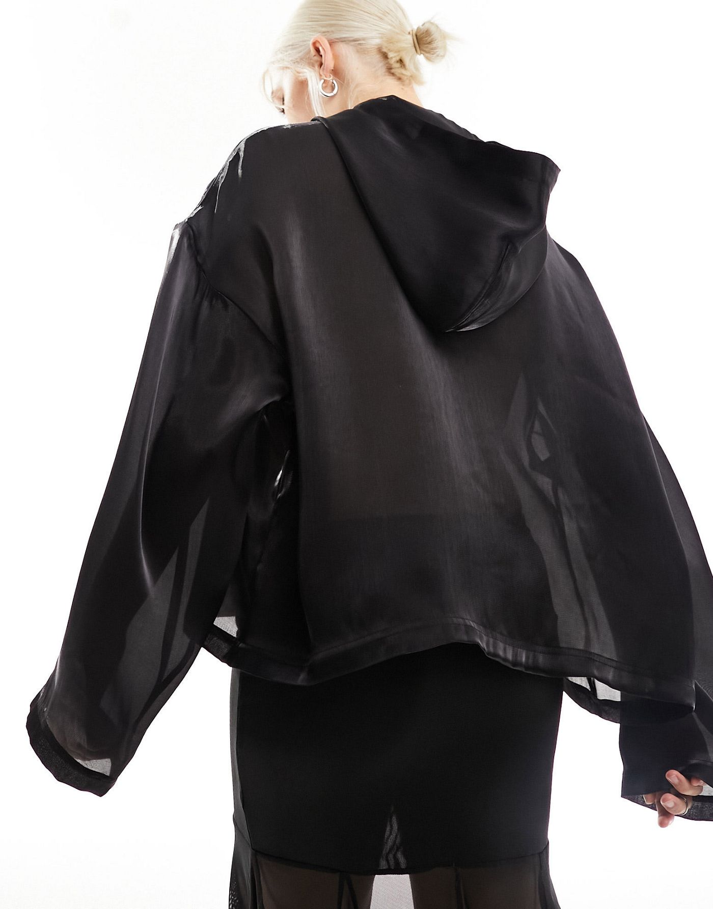 Weekday sheer oversized hoodie in Black