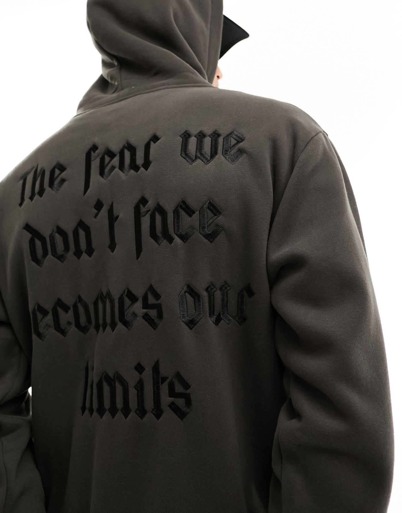Sixth June fear embroidered hoodie in grey
