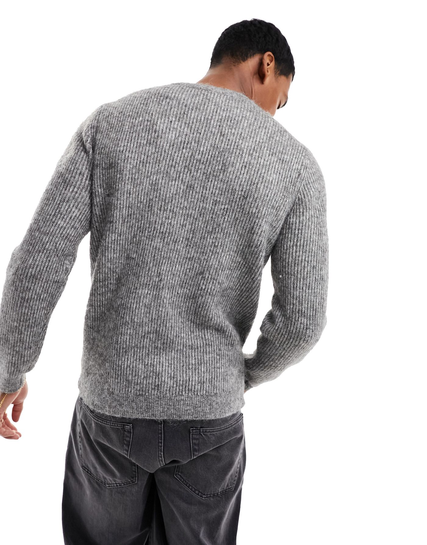 Only & Sons faux wool jumper in light grey 