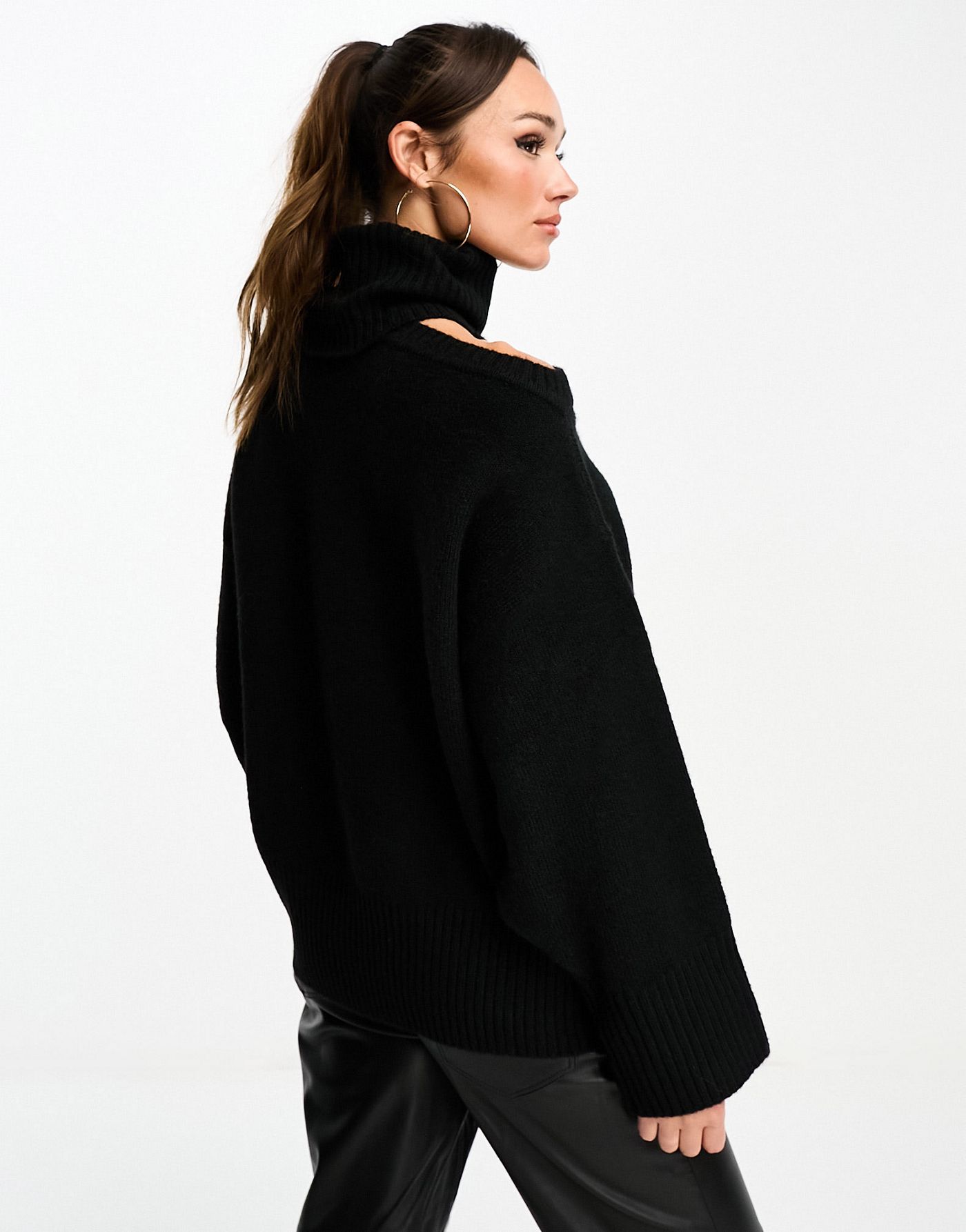 Edited cut-out knitted jumper in black