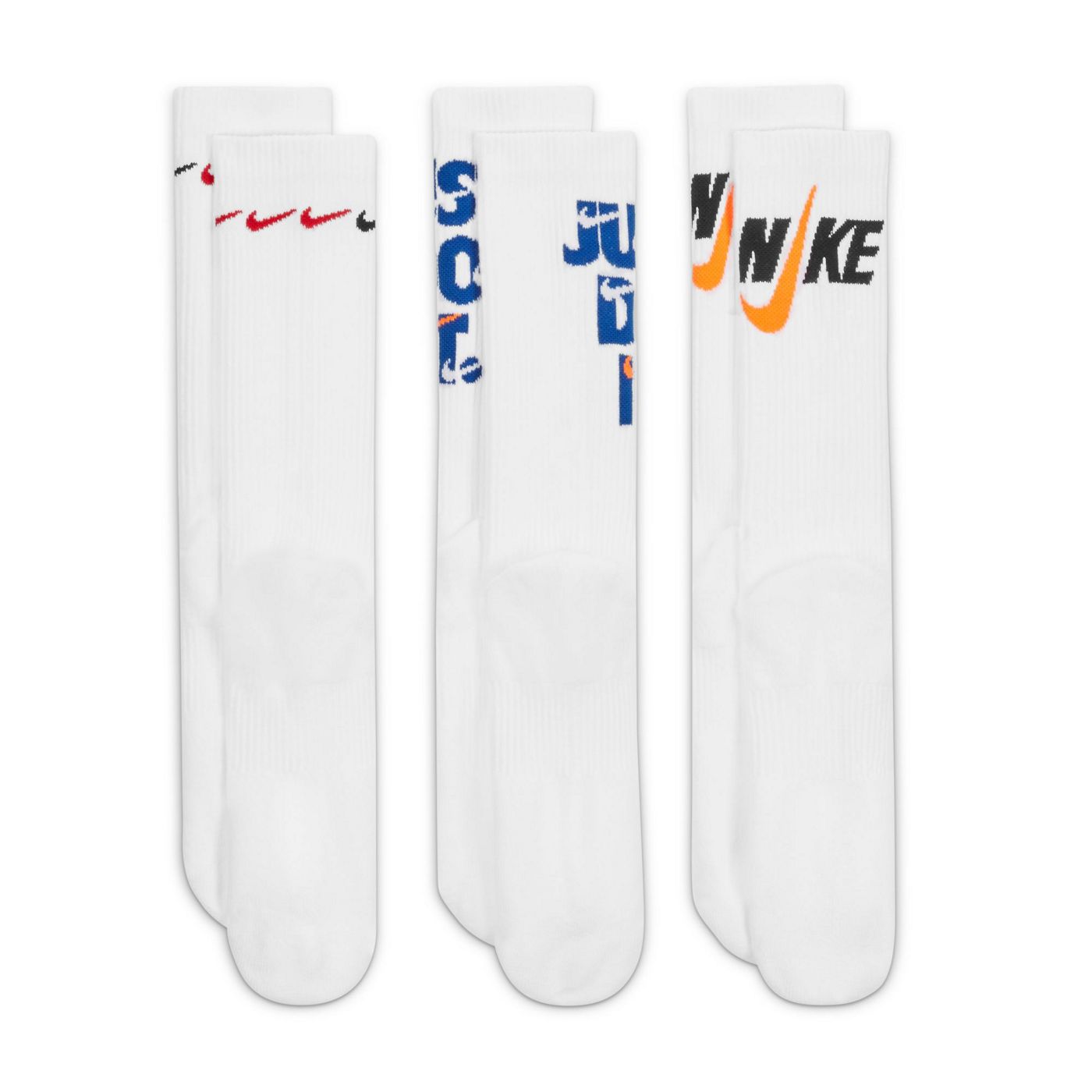Nike Training unisex cushioned 3 pack logo crew sock in white