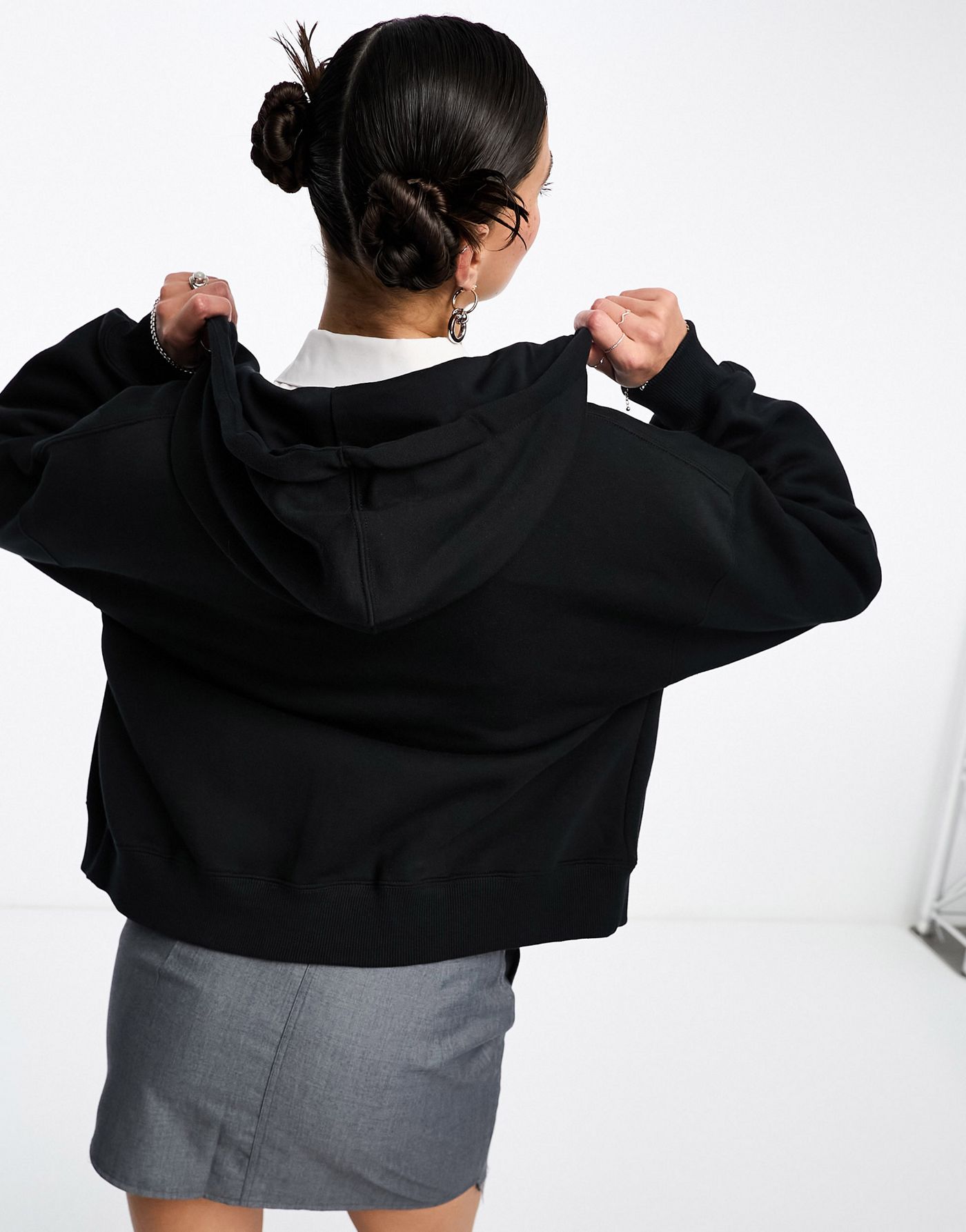Jordan Brooklyn fleece zip through hoodie in black