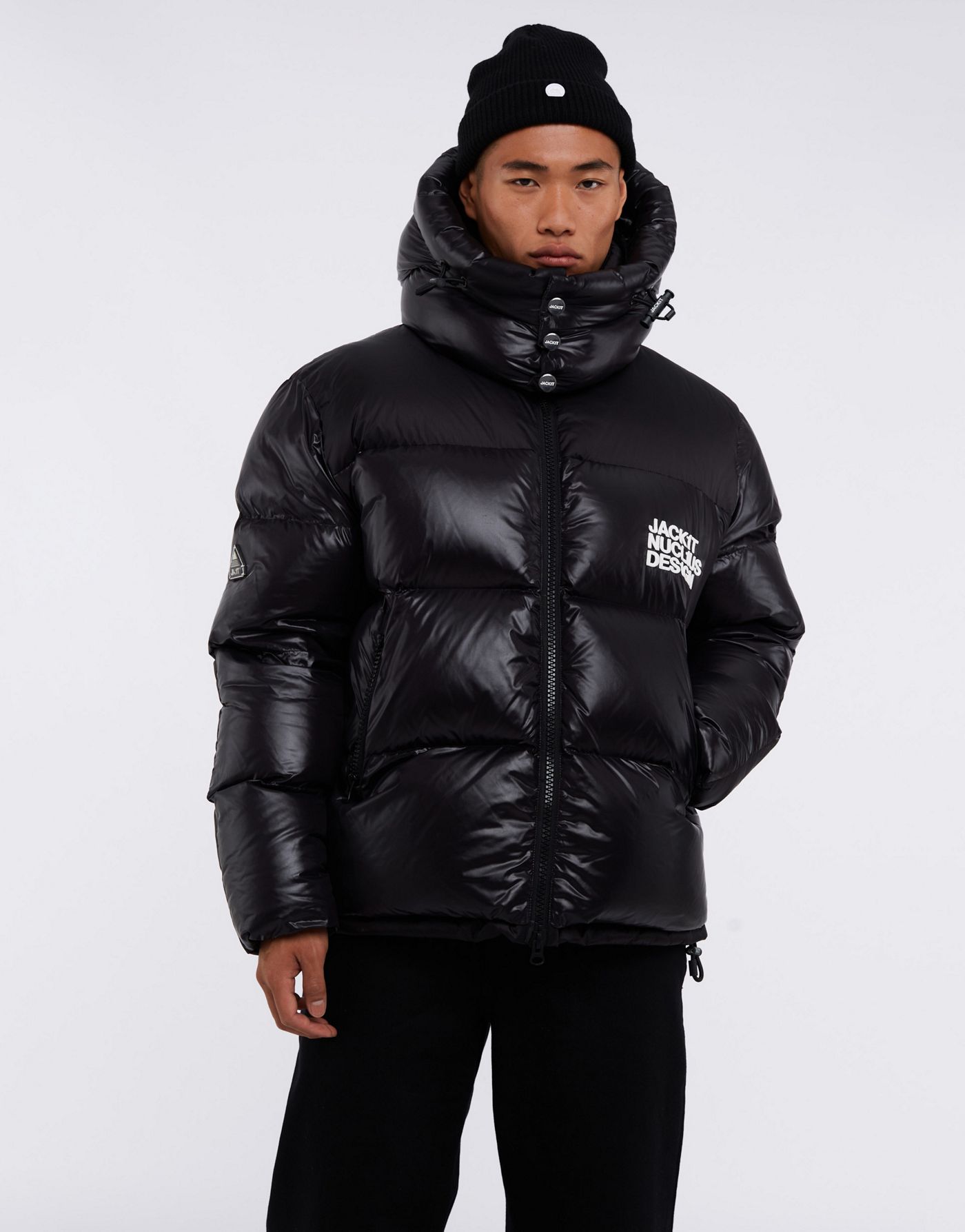 JACK1T expedition parka down coat in black and black