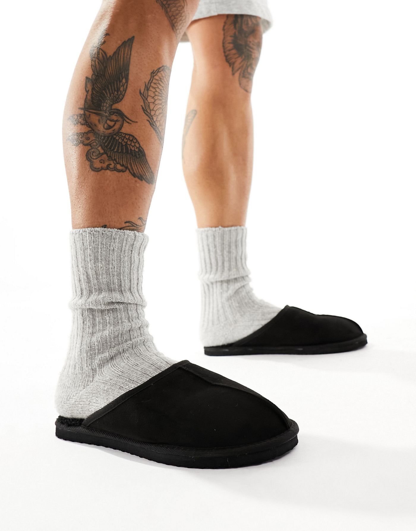 Jack & Jones faux suede slippers in black