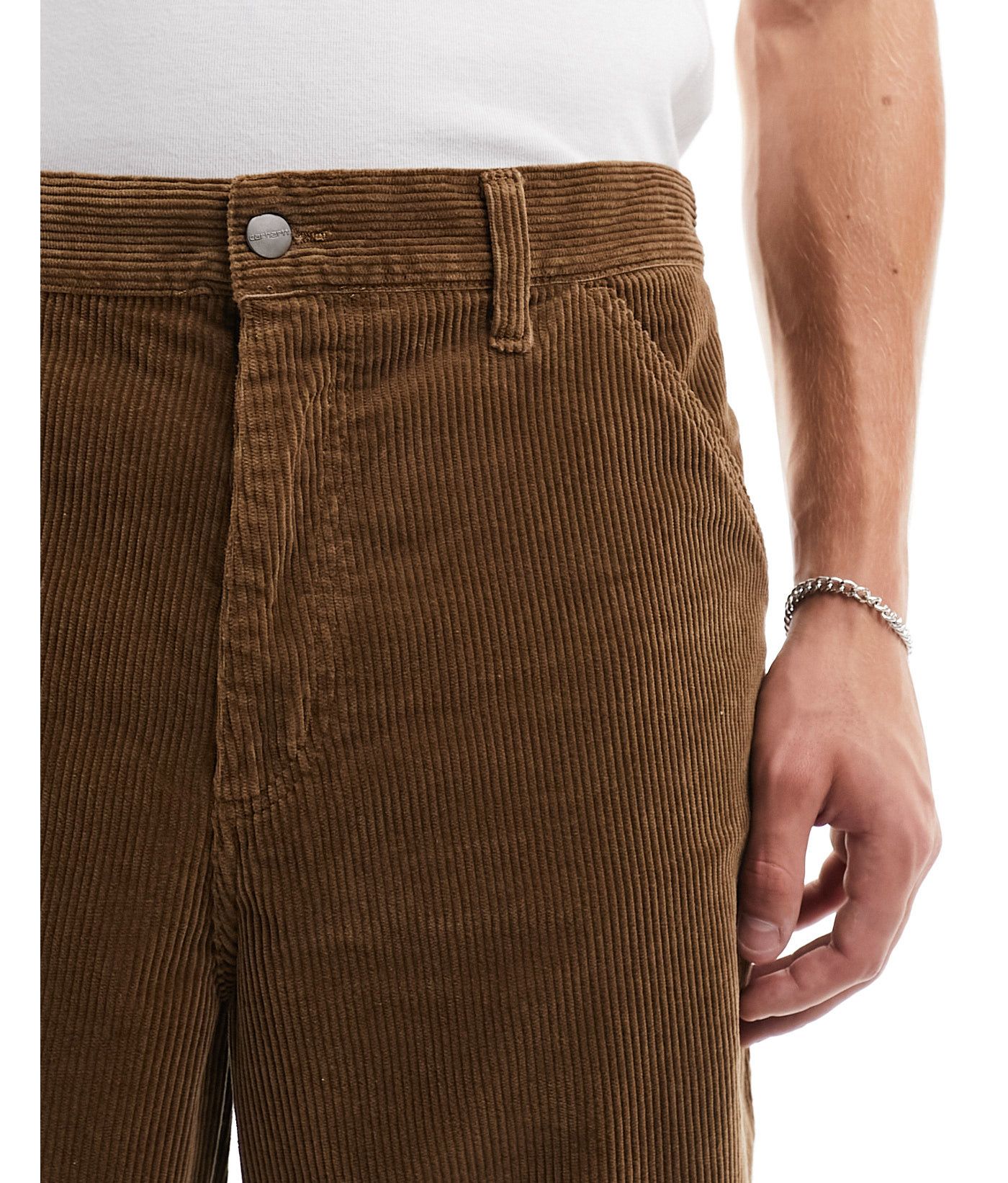 Carhartt WIP single knee corduroy relaxed straight trousers in brown