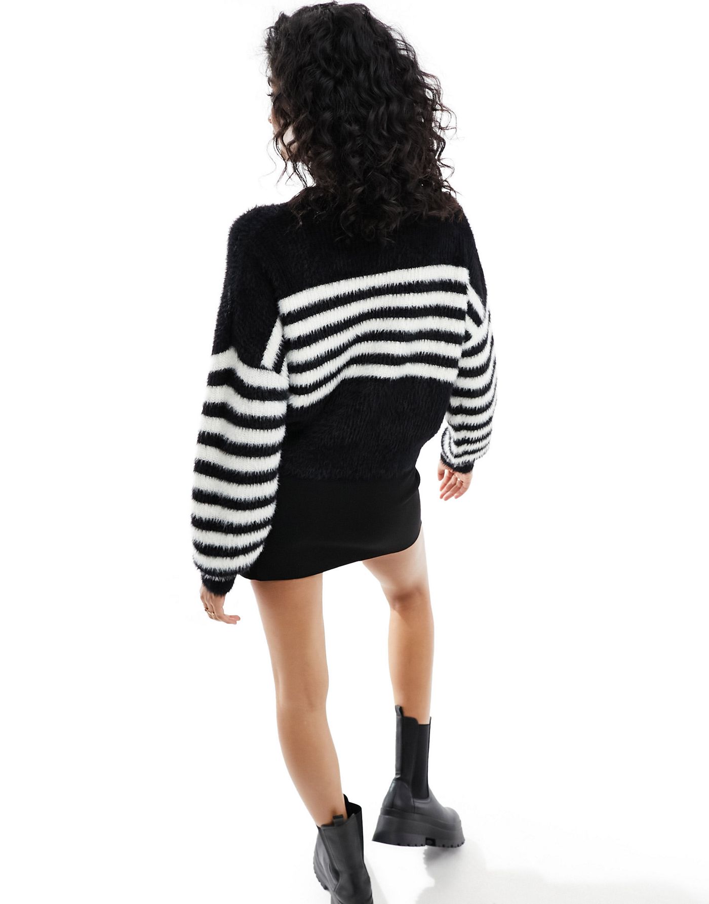 Miss Selfridge lash striped jumper in mono