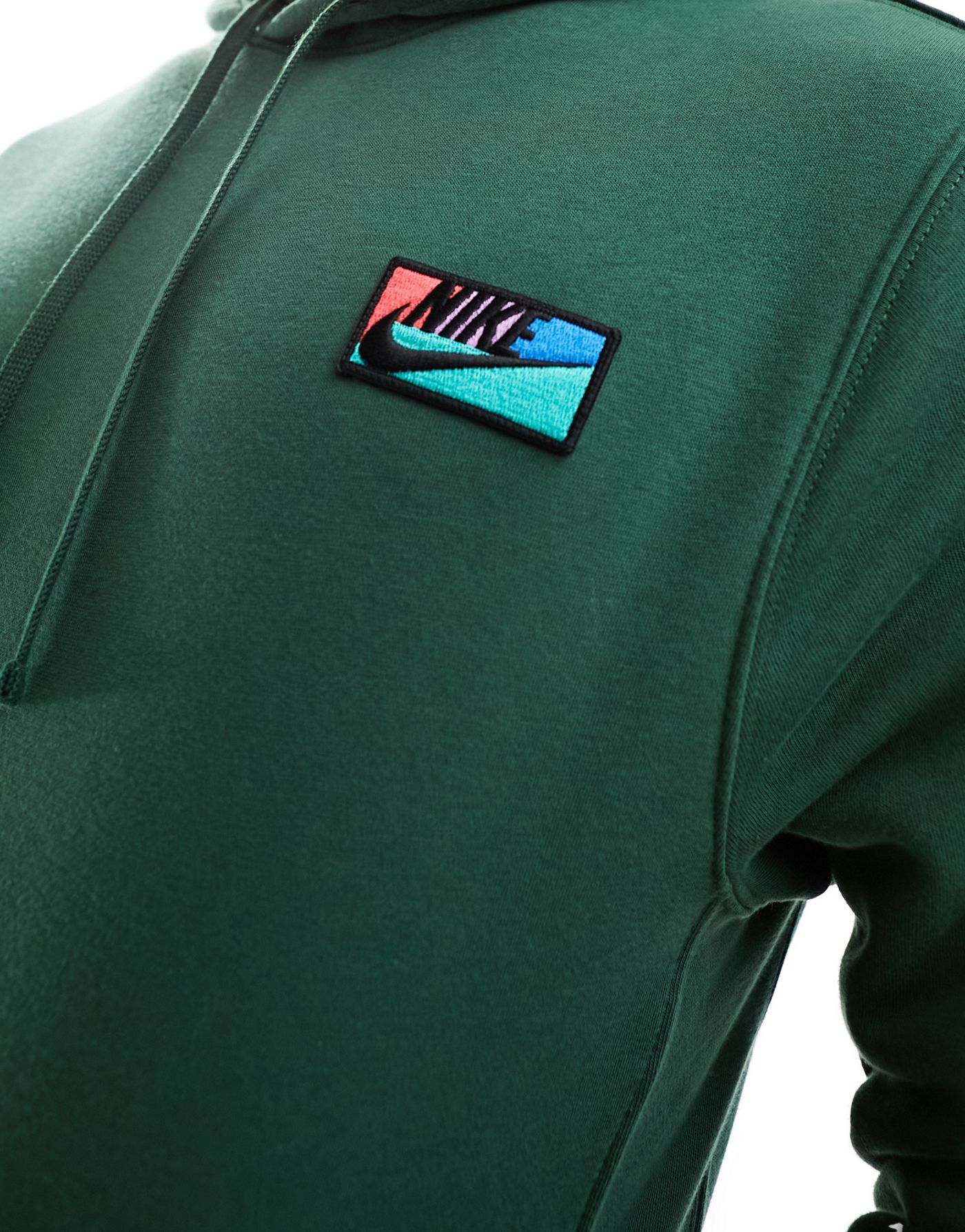 Nike Club hoodie patch logo in green 