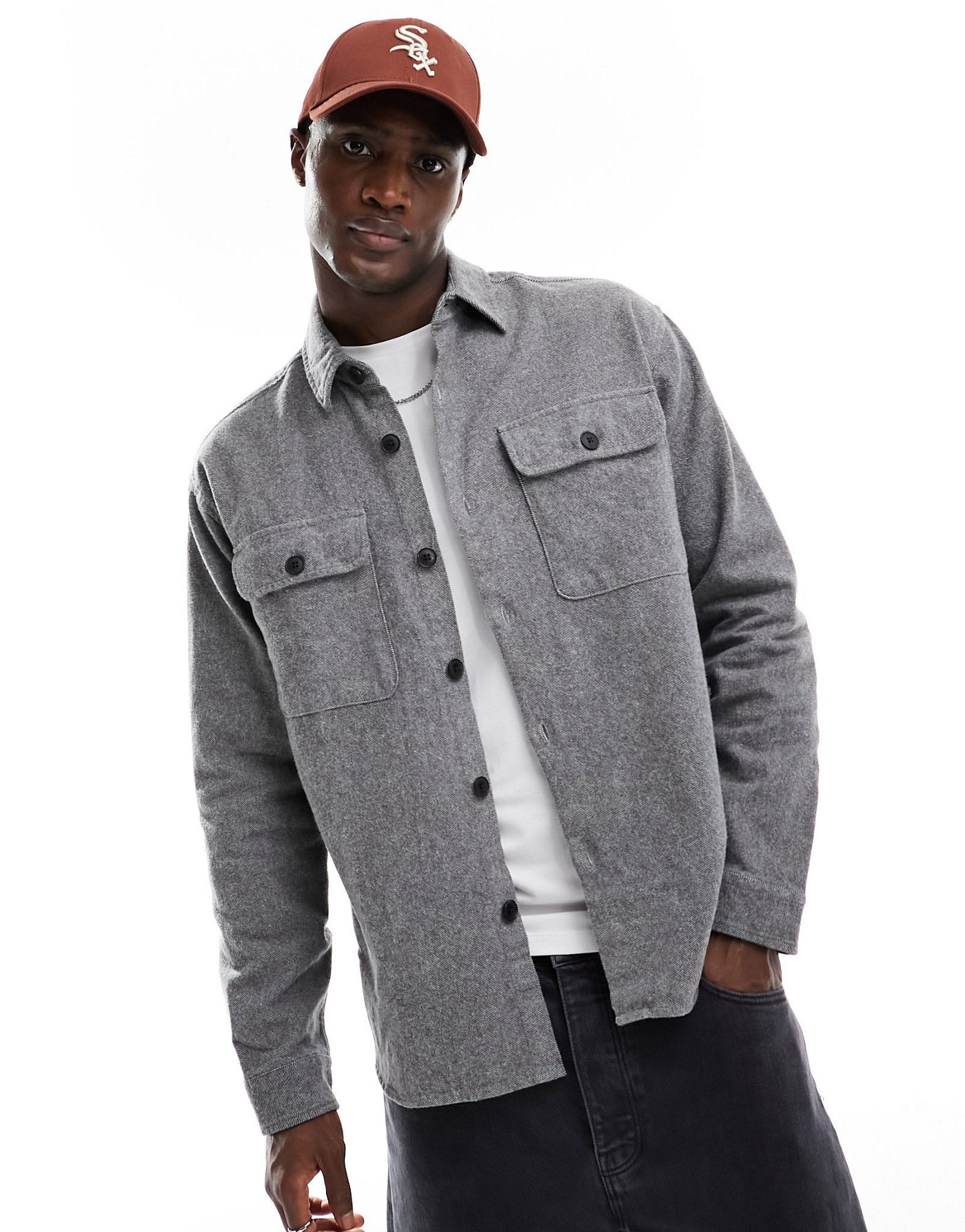 Selected Homme twill overshirt in grey 