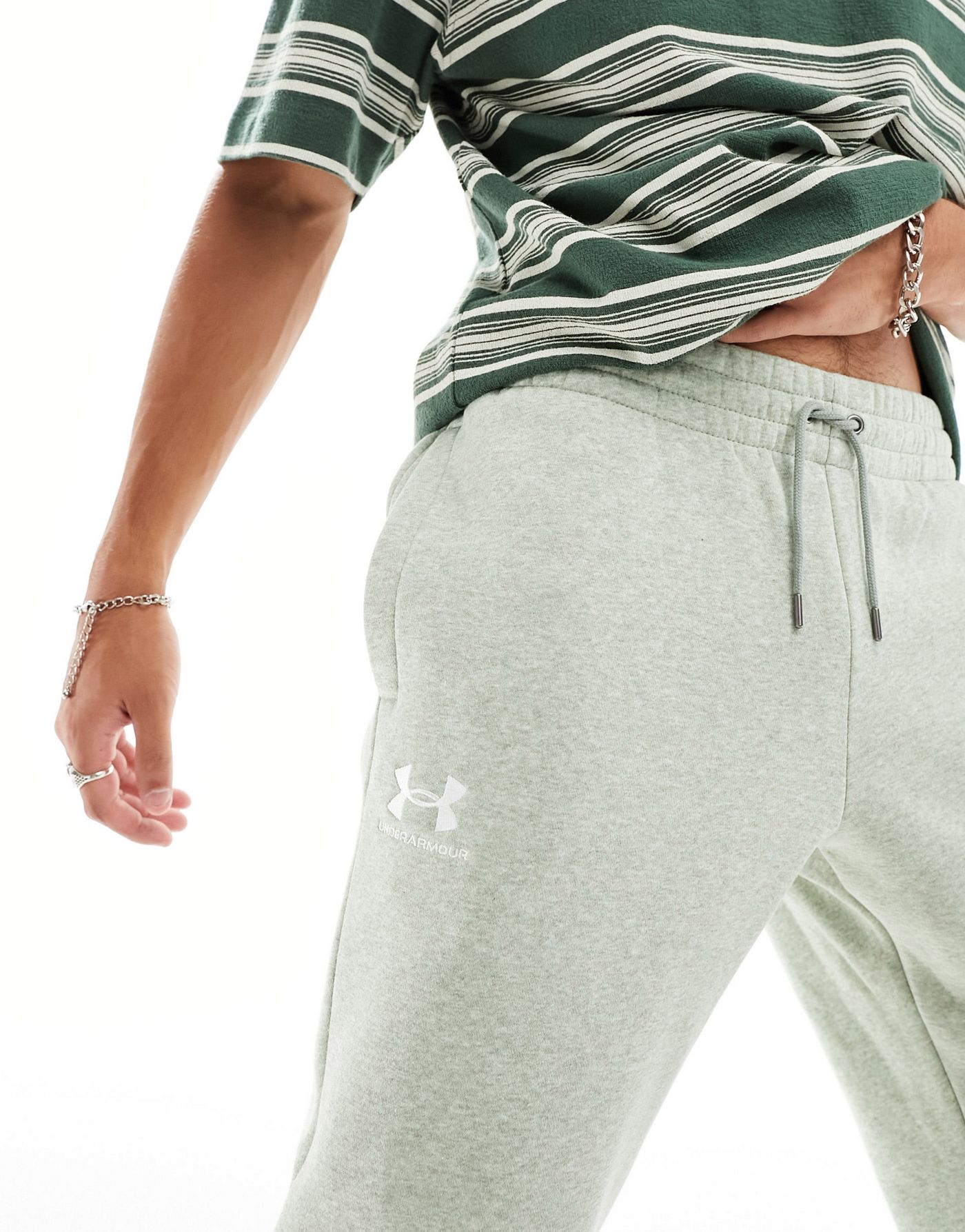 Under Armour Essential fleece joggers in khaki