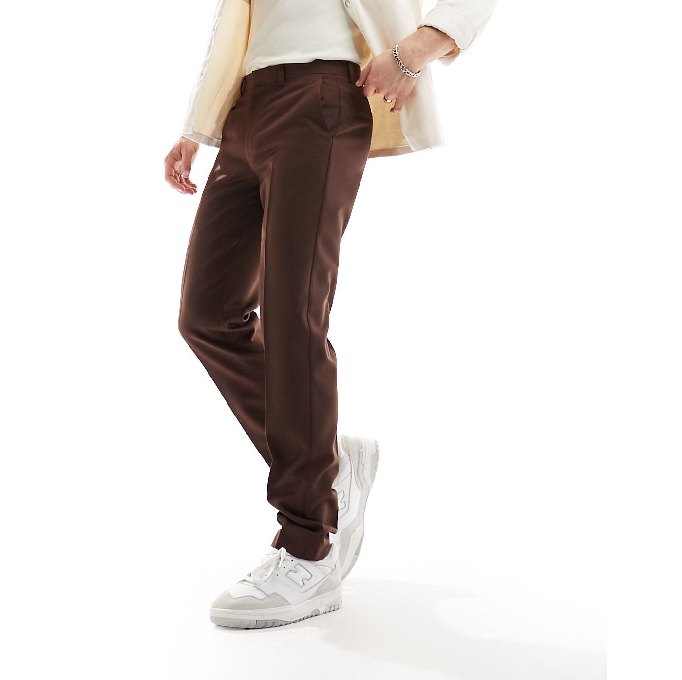 ASOS DESIGN slim smart trouser in brown