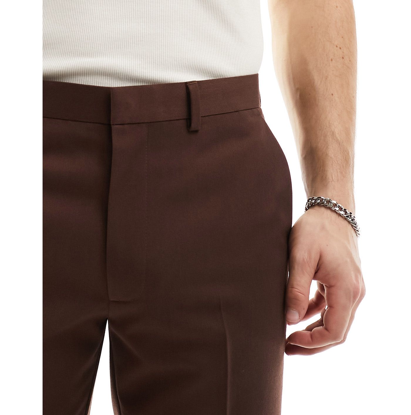 ASOS DESIGN slim smart trouser in brown