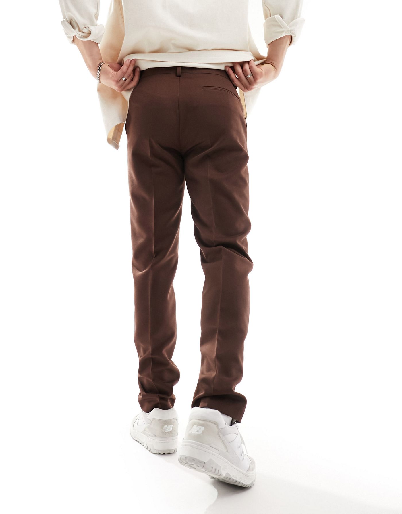 ASOS DESIGN slim smart trouser in brown