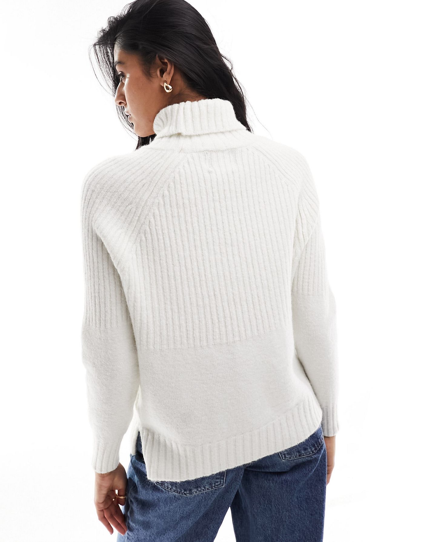 Superdry Essential rib knit rollneck jumper in ecru