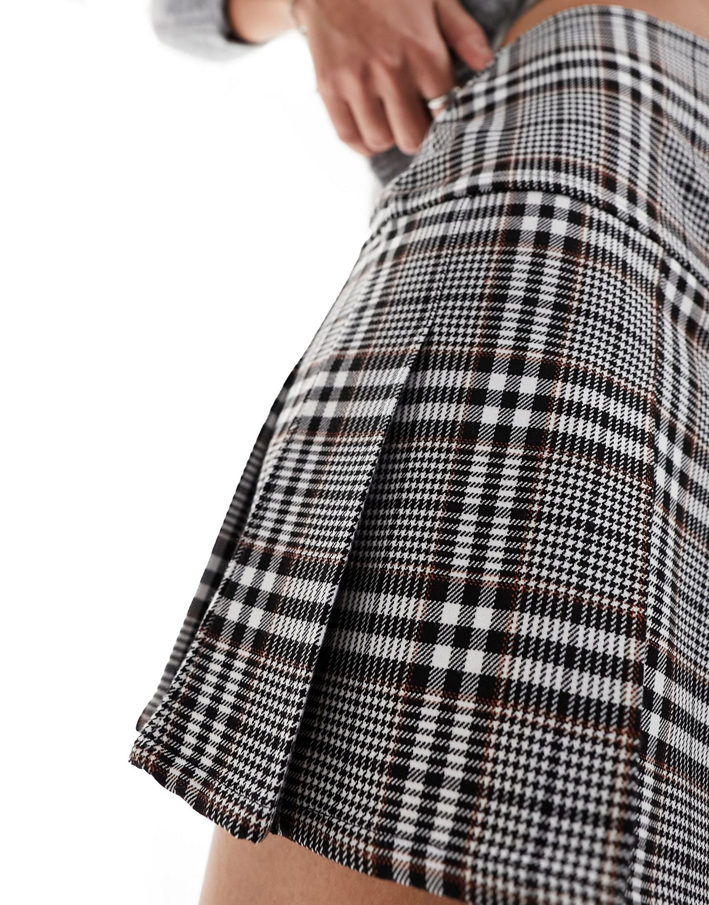 Superdry vintage tweed pleat mini skirt in Neutral Tweed