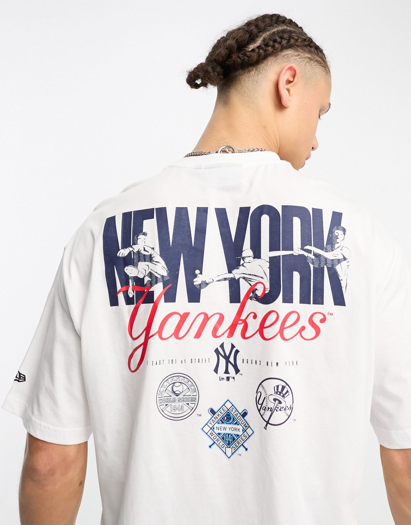 New Era New York Yankees backprint t-shirt in white