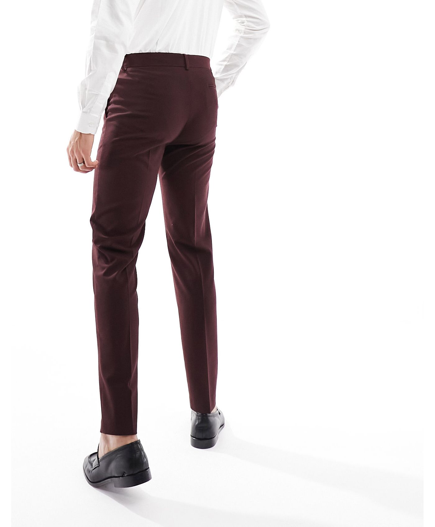 ASOS DESIGN slim suit trouser in burgundy