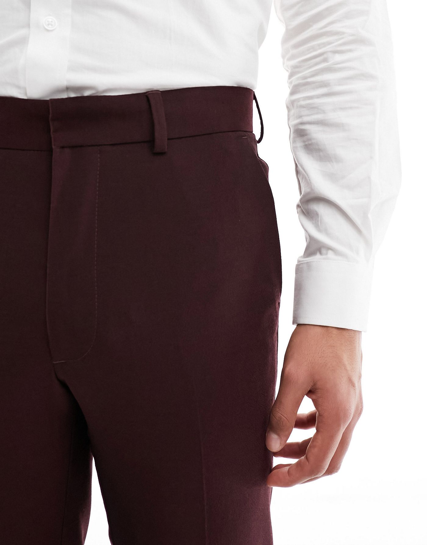 ASOS DESIGN slim suit trouser in burgundy