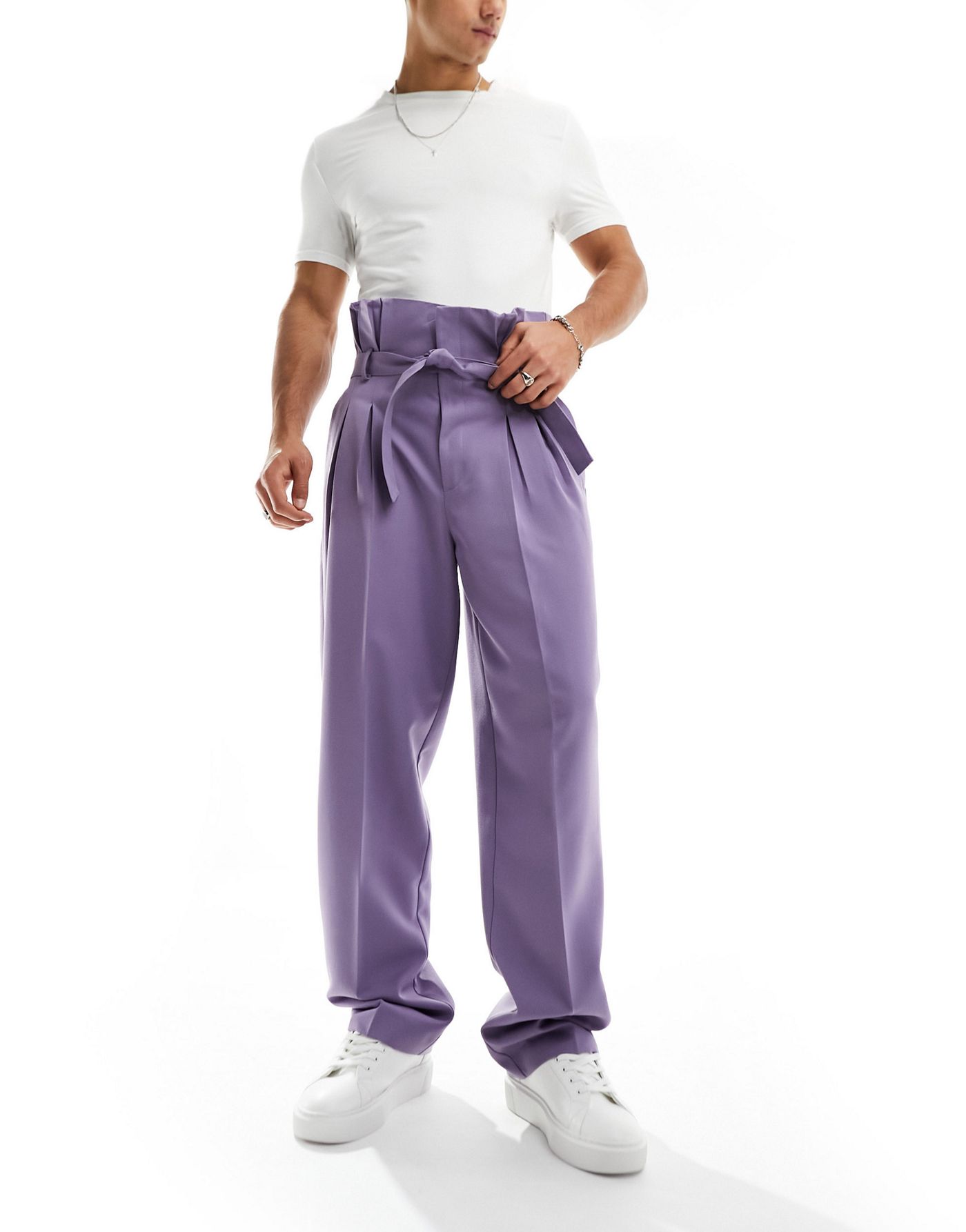 ASOS DESIGN wide leg smart trousers in lilac