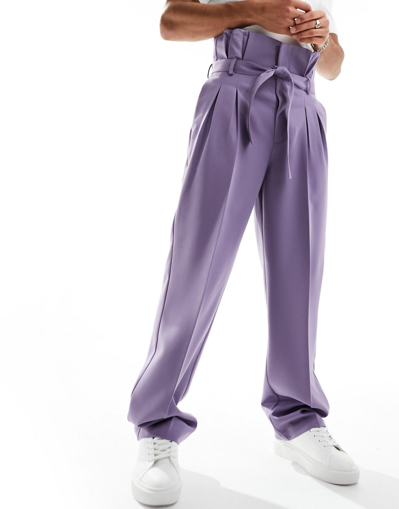 ASOS DESIGN wide leg smart trousers in lilac