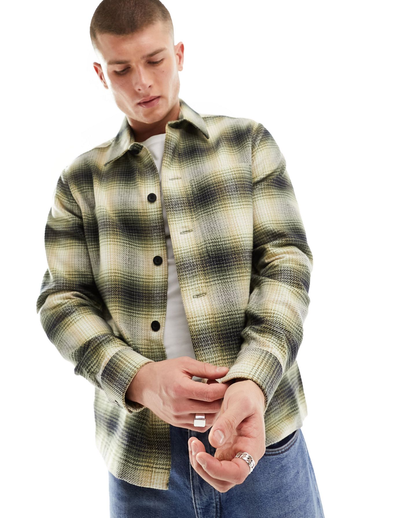 River Island plaid shirt in green