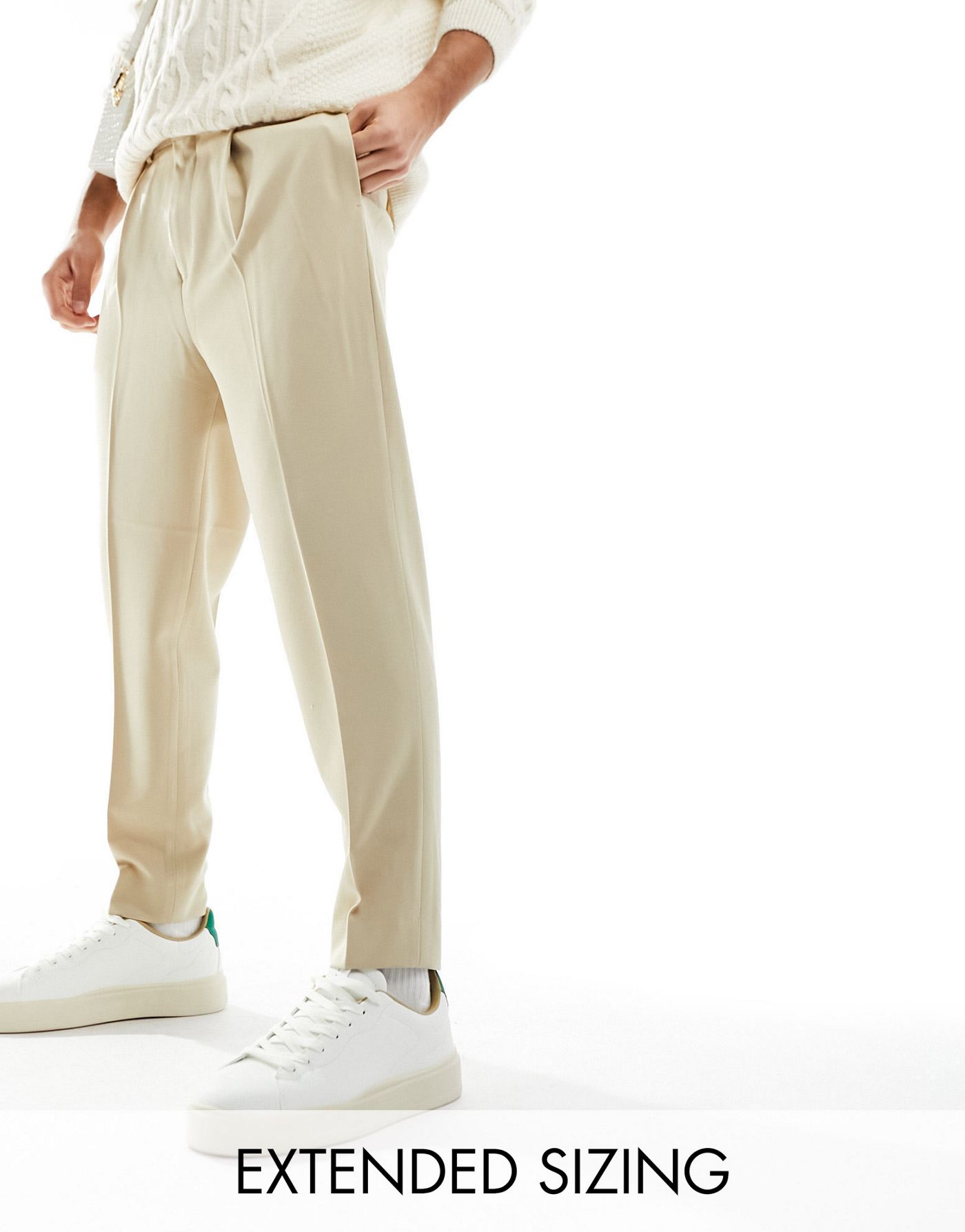 ASOS DESIGN smart tapered trousers in stone
