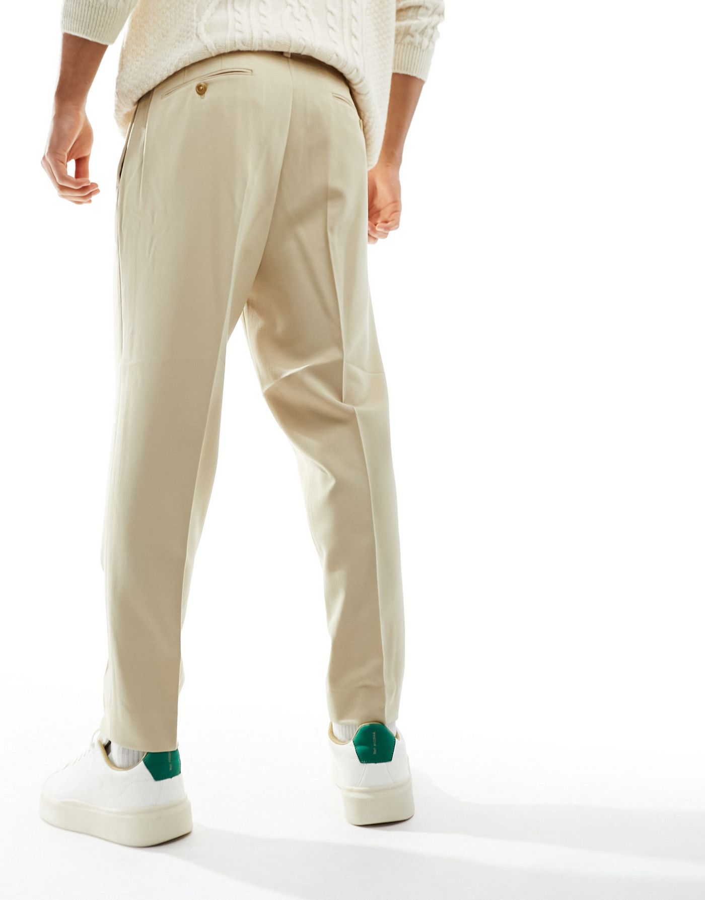 ASOS DESIGN smart tapered trousers in stone
