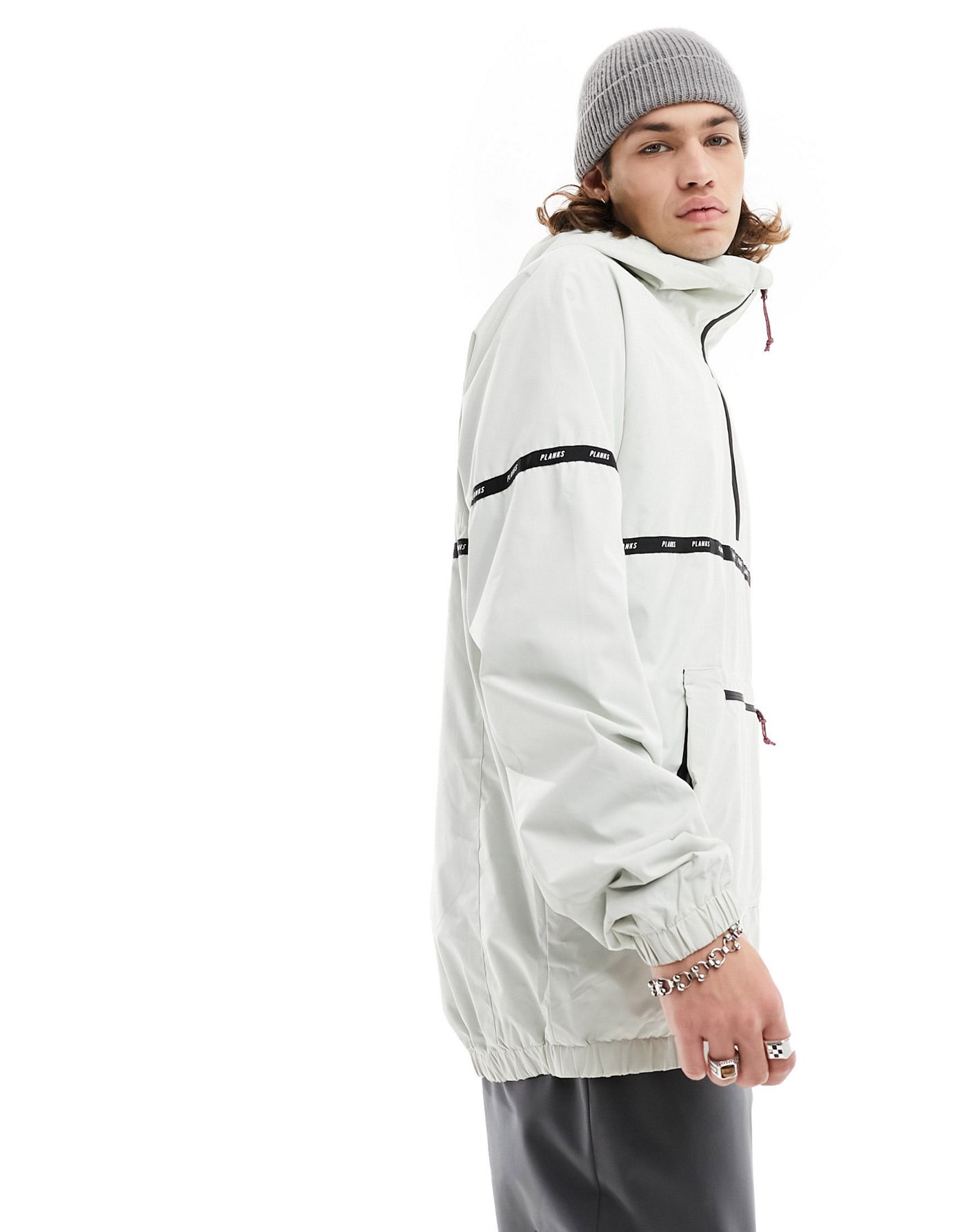 Planks gateway smock unisex jacket in bone white