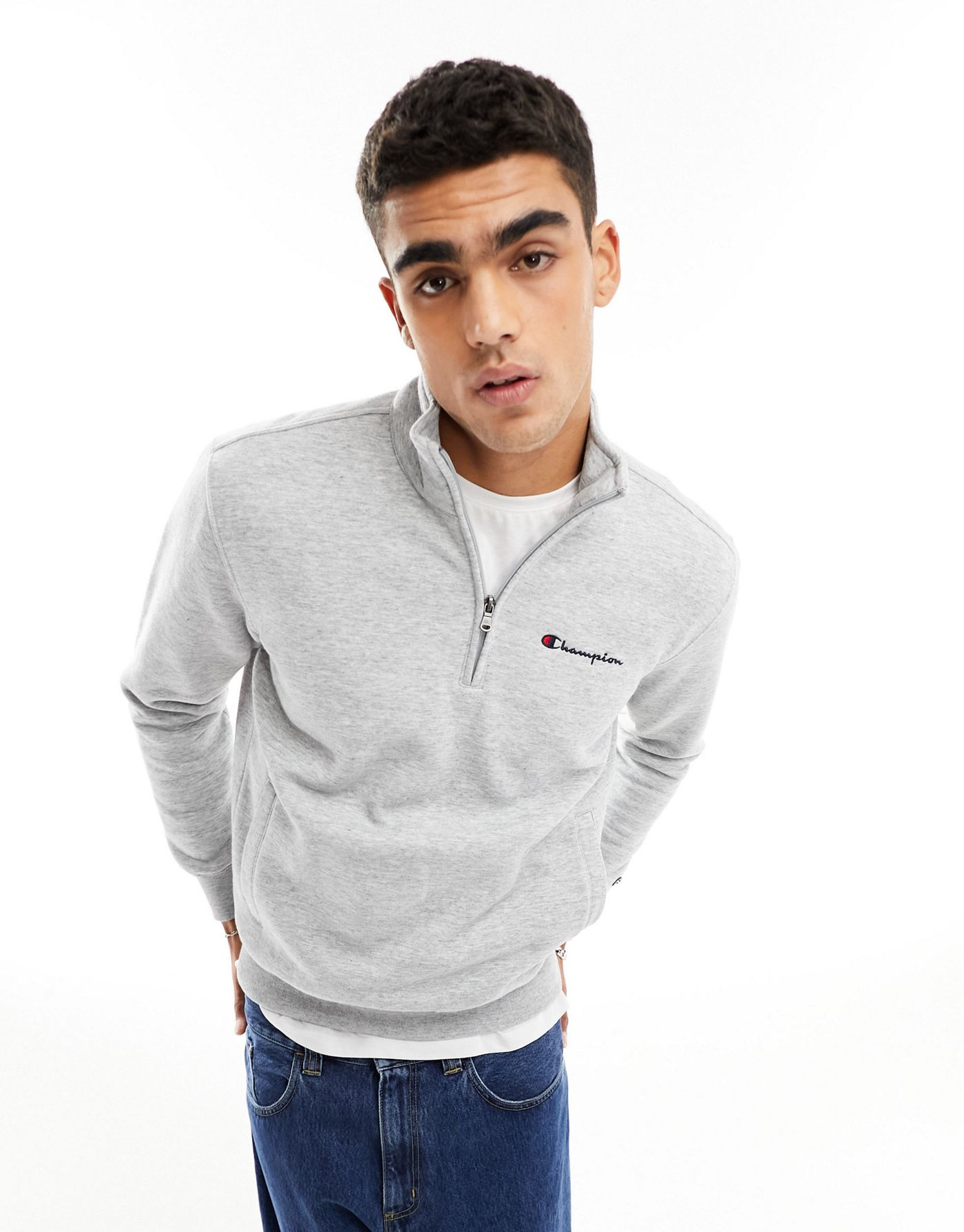 Champion half zip sweatshirt in grey