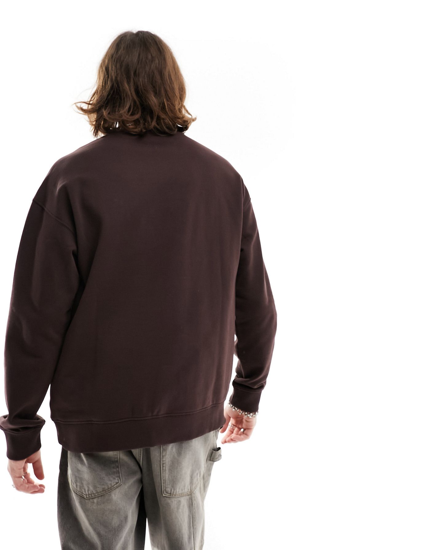 Lee chest arc logo oversized sweatshirt in brown